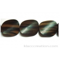 Tiger Ebony Twisted Oval Wood Beads 25x35x4-5mm
